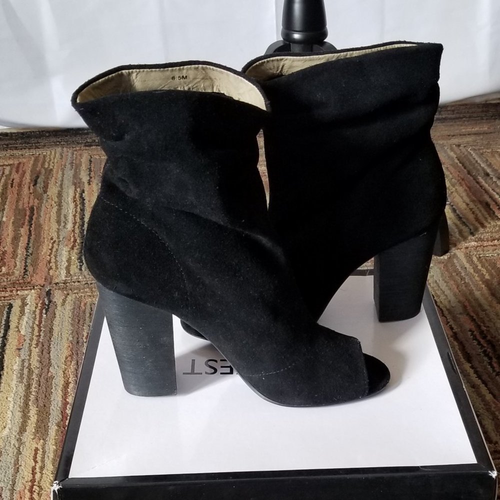 Nine West Suede Peep Toe Bootie